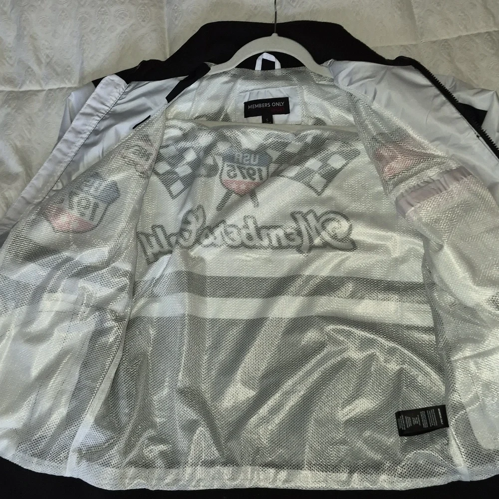 Members Only Black & White Racing Track Jacket NWT Sz S
